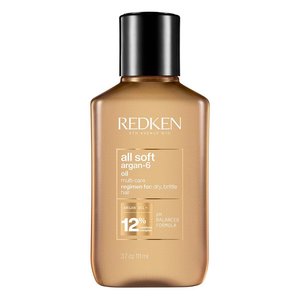 Redken all soft argan -6 oil multi-care regimen for dry, brittle hair. Size: 3.7 oz / 111 ml.