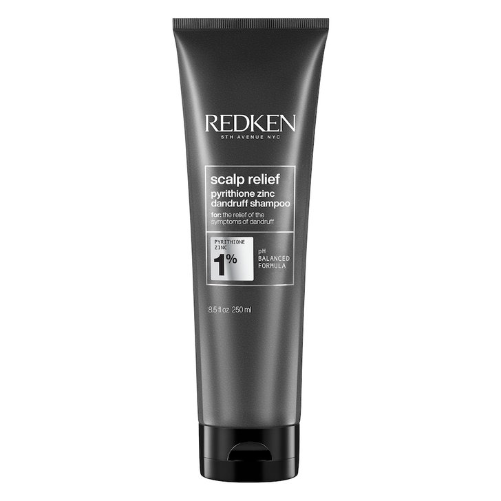Redken scalp relief pyrithione zinc dandruff shampoo. Size: 8.5 fl oz / 250 ml.