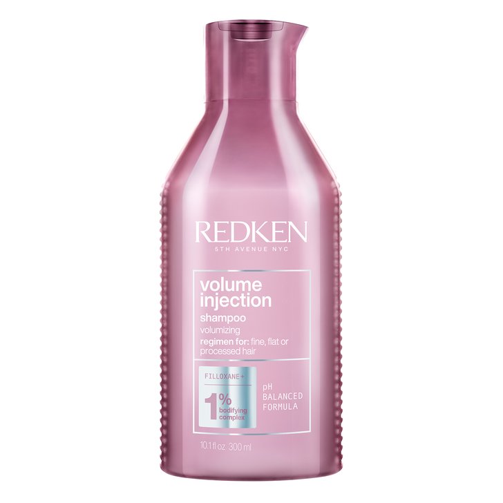 Redken volume injection volumizing shampoo for fine, flat, or processed hair. Size: 10.1 fl oz / 300 ml.