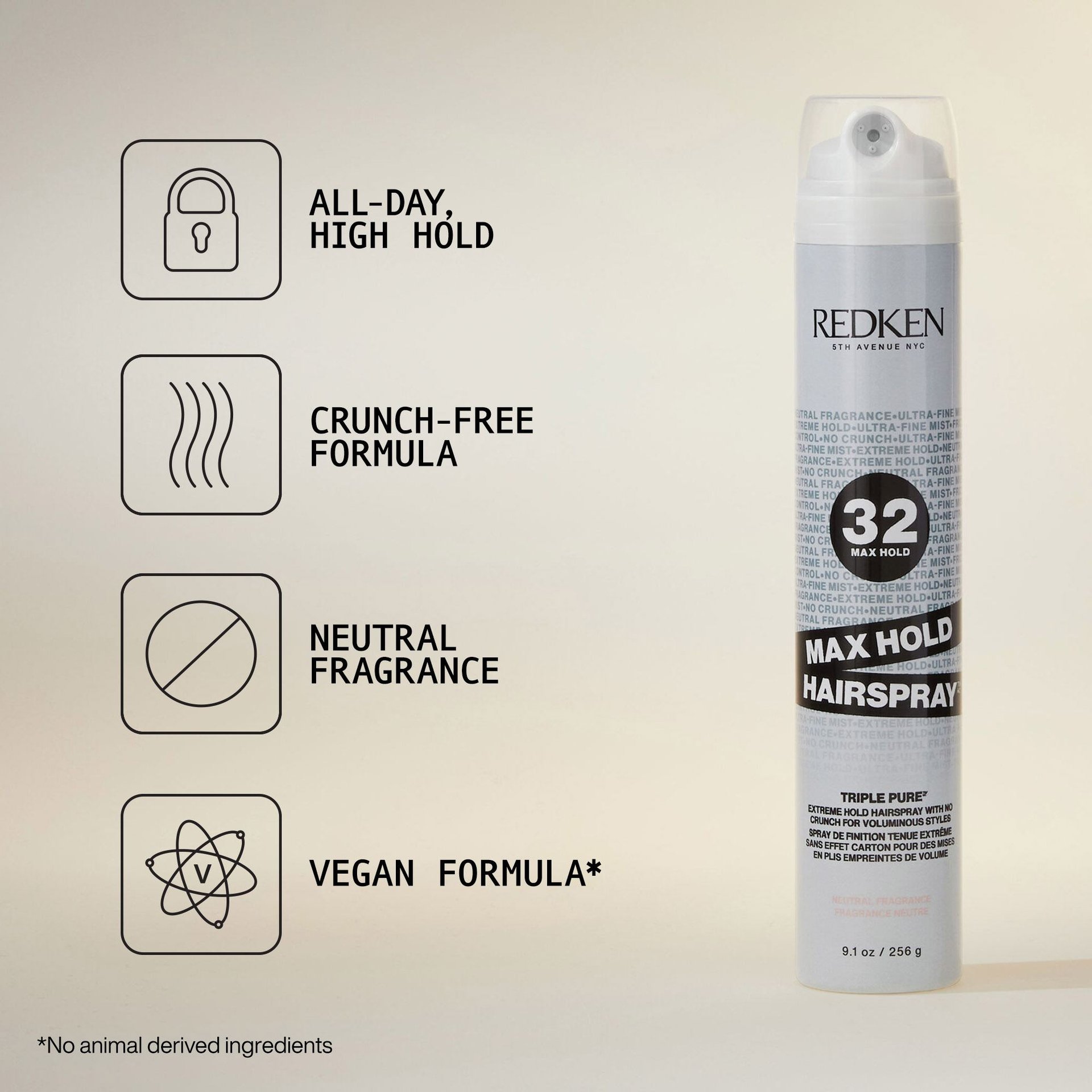 Triple Pure 32: High-Hold Hairspray, Neutral Scent | Redken
